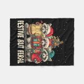 Funny Feral But Festive Christmas Raccoons Xmas Ho Fleece Deken (Voorkant (Horizontaal))