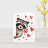 Funny Feral Raccoon Valentine's Day Sarcastic Humo Kaart (Gele Bloem)