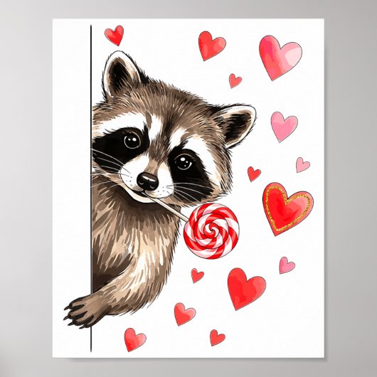 Funny Feral Raccoon Valentine's Day Sarcastic Humo Poster (Voorkant)
