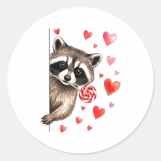 Funny Feral Raccoon Valentine's Day Sarcastic Humo Ronde Sticker (Voorkant)