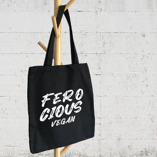 Funny Ferocious Vegan, minimalist Tote Bag