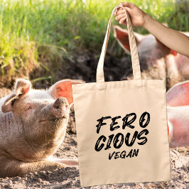 Funny Ferocious Vegan, minimalist Tote Bag