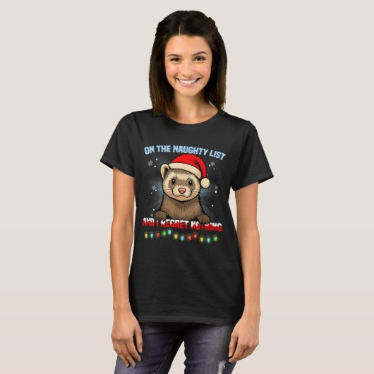 Funny Ferret Christmas Santa Hat Xmas Men Women Ki T-shirt (Voorkant volledig)