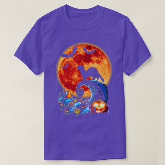 Funny Ferret en Moon Halloween Costume Silhouette T-shirt (Design voorkant)