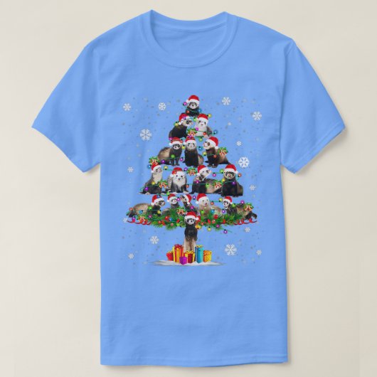 Funny Ferret Kerstboom Light Pet in sneeuwzant T-shirt (Design voorkant)