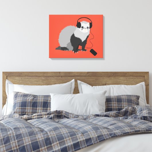 Funny Ferret Music Lover Canvas Afdruk (Insitu (Slaapkamer))