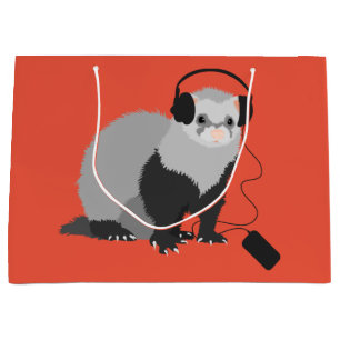 Funny Ferret Music Lover Large Cadeautasje