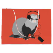 Funny Ferret Music Lover Large Cadeautasje (Achterkant)