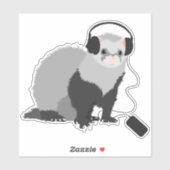 Funny Ferret Music Lover Sticker (Vel)