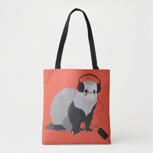 Funny Ferret Music Lover Tote Bag (Voorkant)