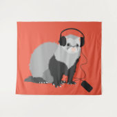 Funny Ferret Music Lover Wandkleed (Voorkant (horizontaal))