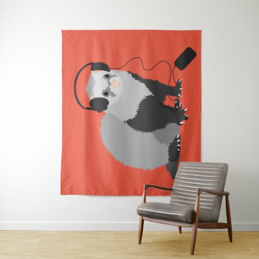Funny Ferret Music Lover Wandkleed (In situ)