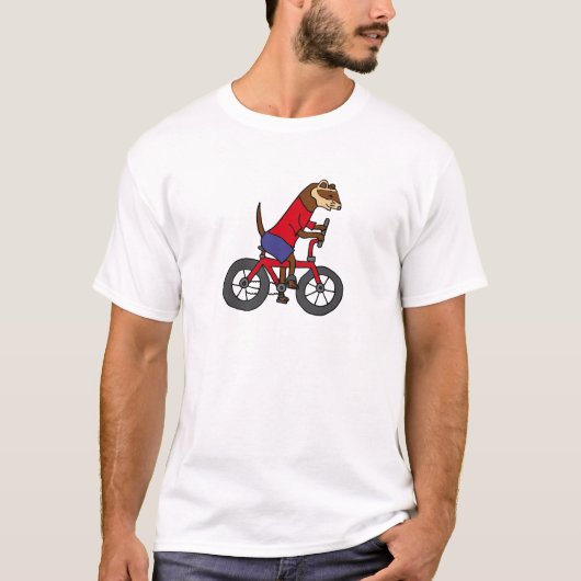 Funny Ferret Riding Red Bicycle T-shirt (Voorkant)
