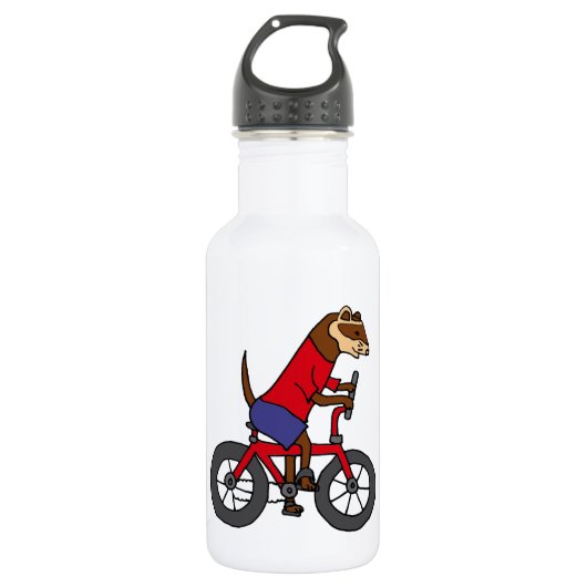 Funny Ferret Riding Red Bicycle Waterfles (Voorkant)