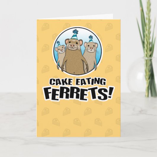 Funny Ferretts wil je Cake Birthday Kaart (Voorkant)