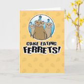 Funny Ferretts wil je Cake Birthday Kaart (Gele Bloem)