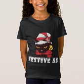 Funny Festive AF-kerstkat Feline Meowy Ugly X T-shirt (Voorkant)