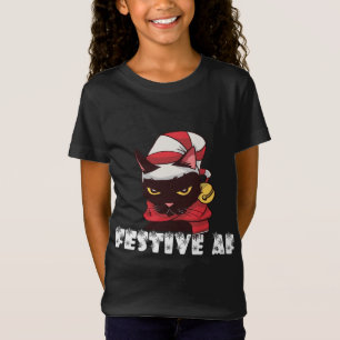 Funny Festive AF-kerstkat Feline Meowy Ugly X T-shirt