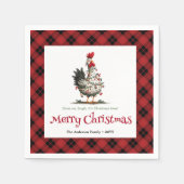 Funny festive chickens custom name Christmas Servet (Voorkant)