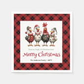 Funny festive chickens napkins with name editable servet (Voorkant)