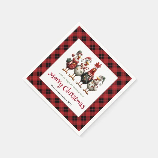 Funny festive chickens napkins with name editable servet (Hoek)