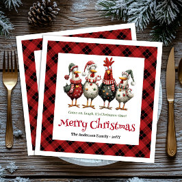 Funny festive chickens napkins with name editable servet