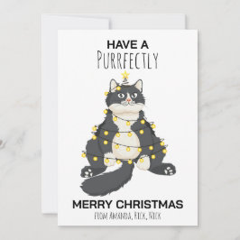 Funny Festive Christmas Cat Minimal Animal Lover Feestdagenkaart