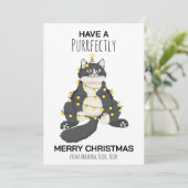 Funny Festive Christmas Cat Minimal Animal Lover Feestdagenkaart (Staand voorkant)