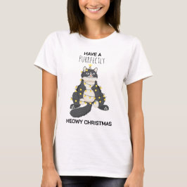 Funny Festive Christmas Cat Minimal Animal Lover T-shirt
