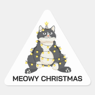 Funny Festive Christmas Tuxedo Cat Animal Lover Sticker