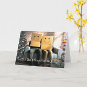 Funny Festive Couple bij Kerstmis Kaart (Gele Bloem)