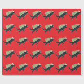 Funny Festive Dino Christmas Cadeaupapier (Vlak)