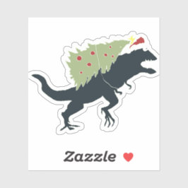 Funny Festive Dino Christmas Sticker