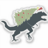 Funny Festive Dino Christmas Sticker (Voorkant)
