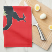 Funny Festive Dino Christmas Theedoek (Quarter Fold)