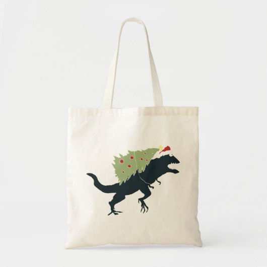 Funny Festive Dino Christmas Tote Bag (Voorkant)
