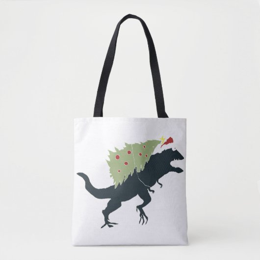 Funny Festive Dino Christmas Tote Bag (Voorkant)