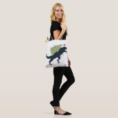 Funny Festive Dino Christmas Tote Bag (Op model)