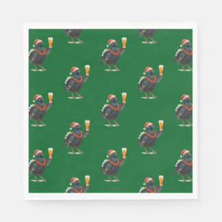 Funny Festive Grouse with Beer Christmas Napkins Servet