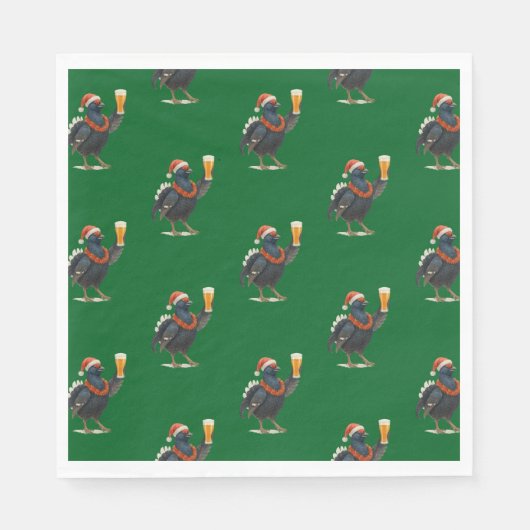 Funny Festive Grouse with Beer Christmas Napkins Servet (Voorkant)