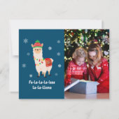 Funny Festive Llama Pun Foto Feestdagenkaart (Voorkant)