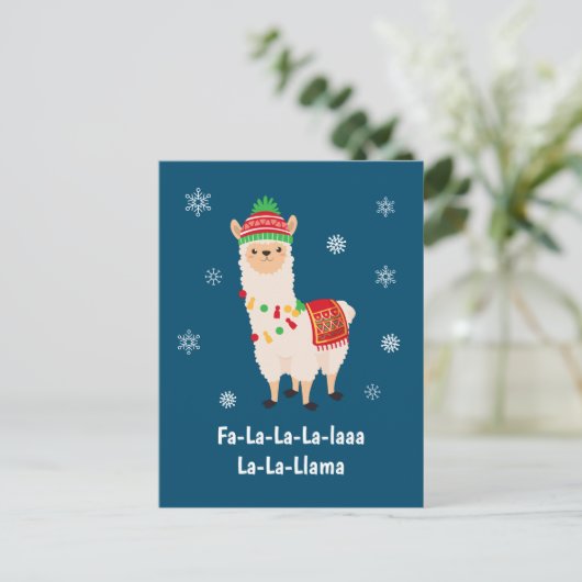 Funny Festive Llama Pun Holiday Kaart (Staand voorkant)