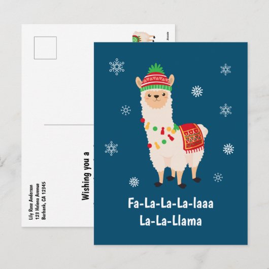 Funny Festive Llama Pun Holiday Kaart (Voorkant / Achterkant)