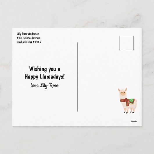 Funny Festive Llama Pun Holiday Kaart (Achterkant)