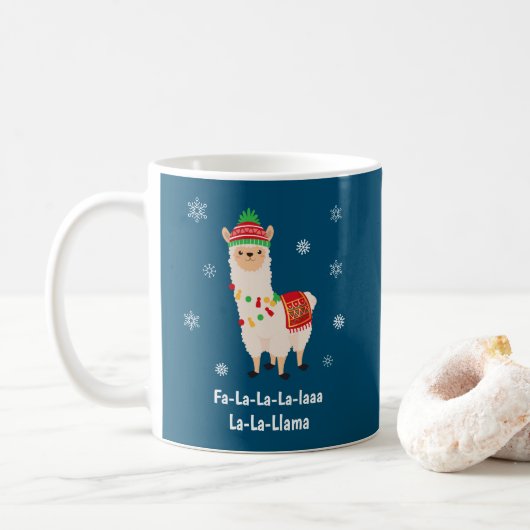 Funny Festive Llama Pun Kerstmis Koffiemok (Met donut)