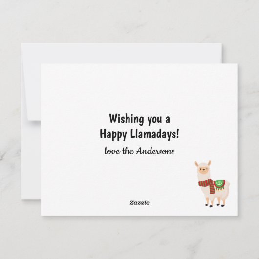 Funny Festive Llama Pun Photo Holiday Kaart (Achterkant)