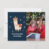 Funny Festive Llama Pun Photo Holiday Kaart (Voorkant)