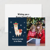 Funny Festive Llama Pun Photo Holiday Kaart (Voorkant / Achterkant)