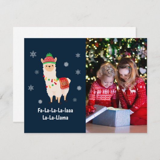 Funny Festive Llama Pun Photo Holiday Kaart (Voorkant / Achterkant)