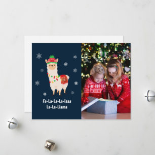 Funny Festive Llama Pun Photo Holiday Kaart